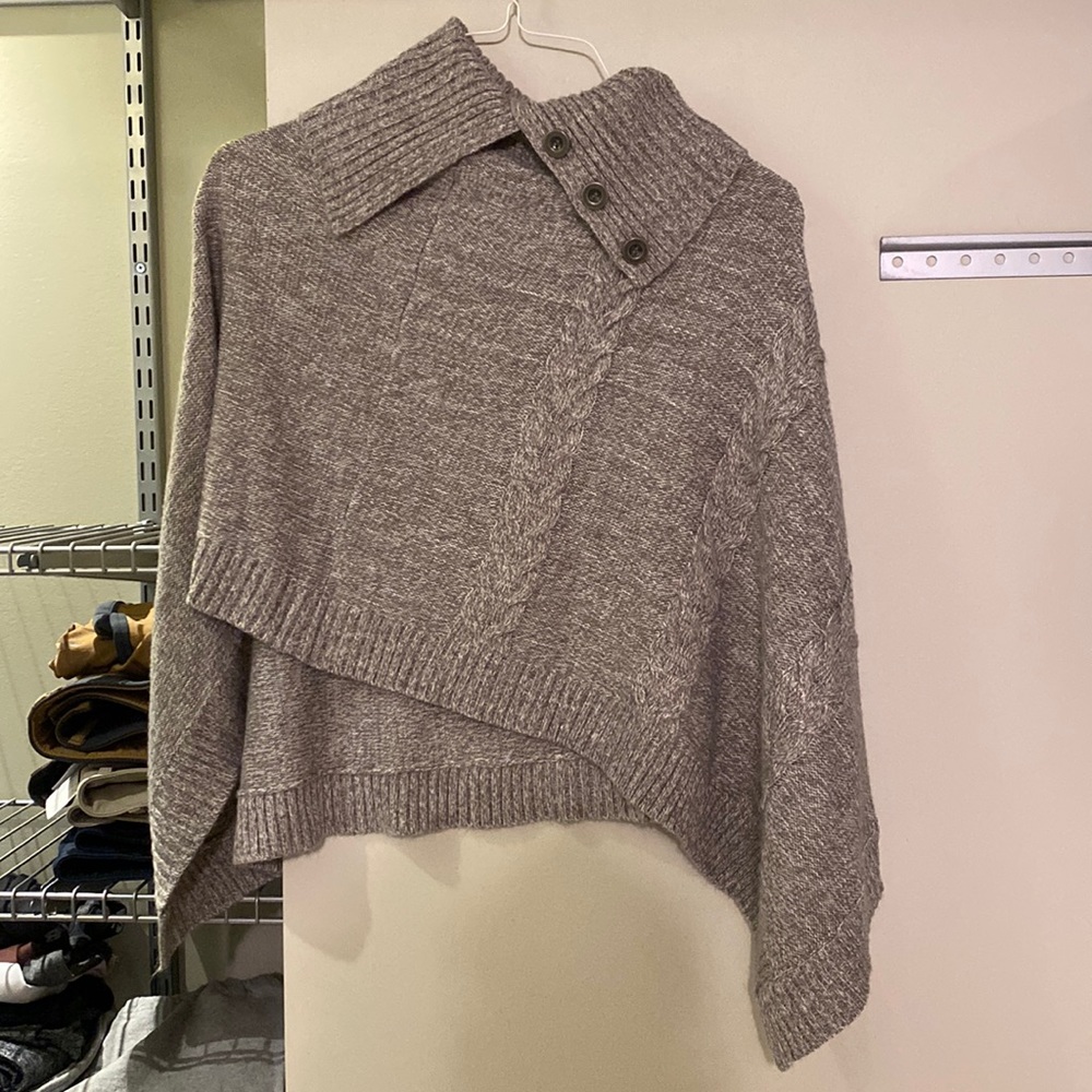 Grey Knit Cape Top